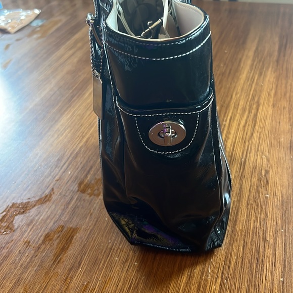 Coach Black Patent Leather Tote - Picture 3 of 11